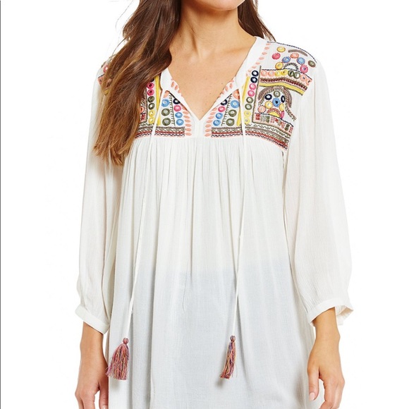 Intro PLUS Mirrored Pheasant 3/4 Sleeve Sz 1X - Picture 1 of 5